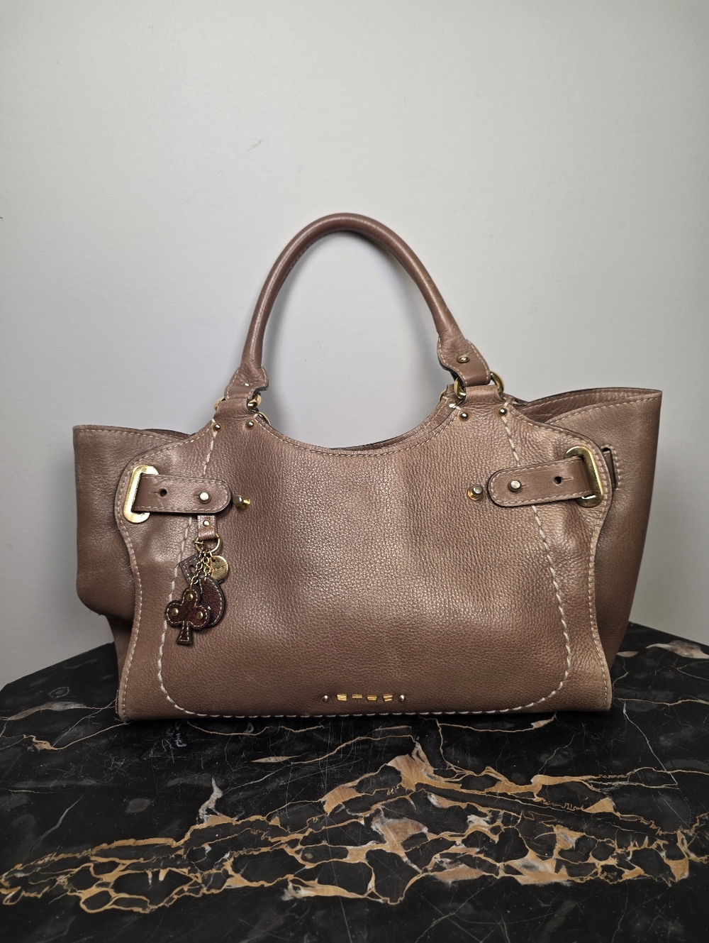 Archival Etro Full Metallic Rose Gold Leather Tote + FREE Paisley Charm